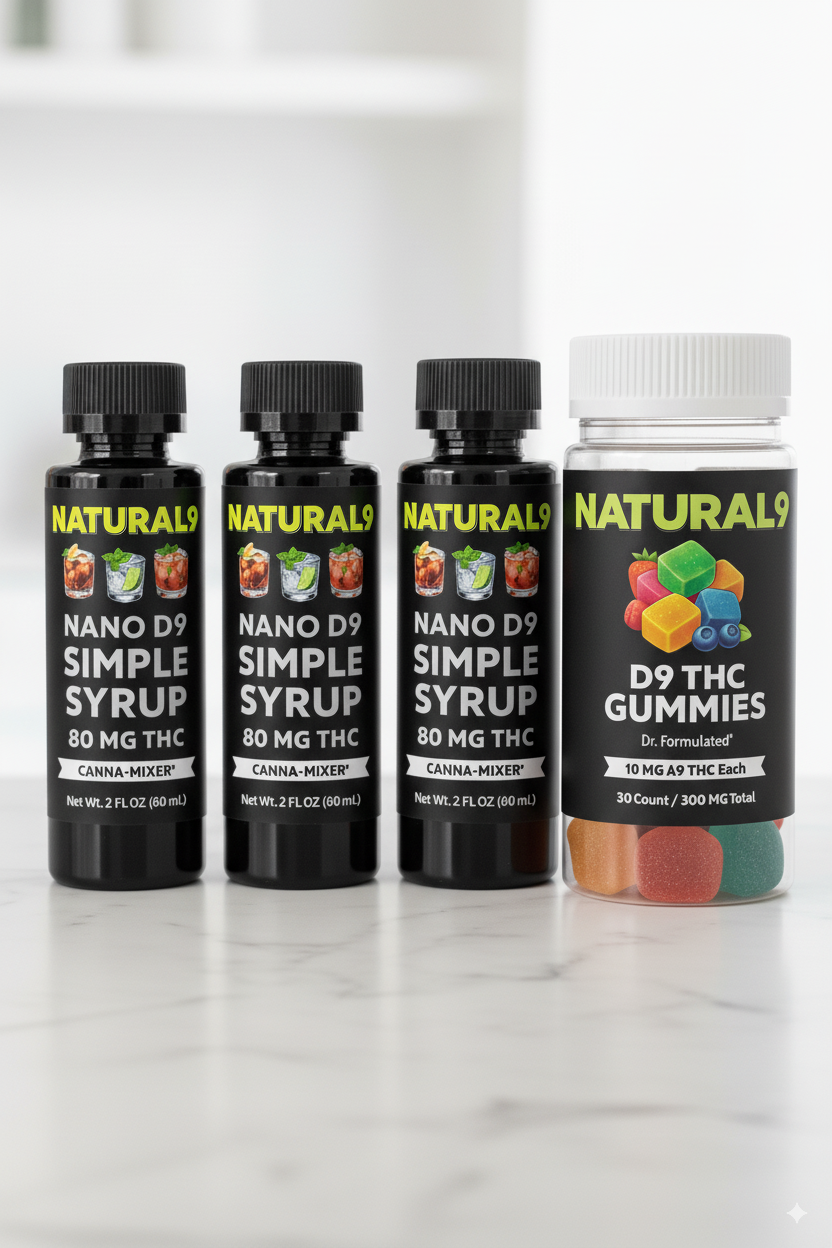3 Pack 2oz Nano THC Syrup + D9 Gummies