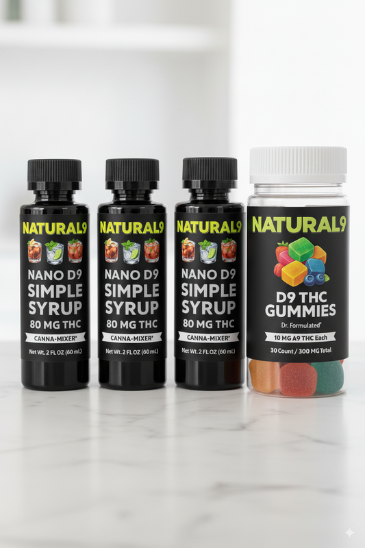 3 Pack 2oz Nano THC Syrup + D9 Gummies