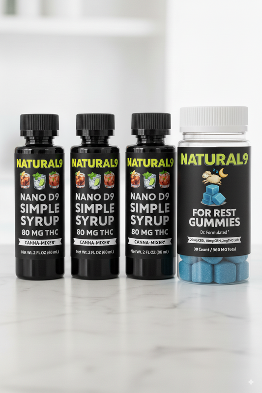3 Pack 2oz Nano THC Syrup + For Rest Gummies